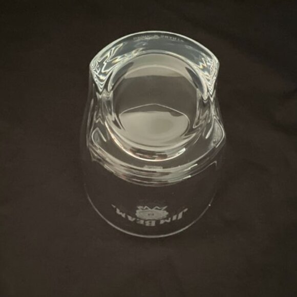 Jim Beam Low Ball Whiskey Glass Clear Etched Indented Sides 8 oz Barware - Picture 6 of 6